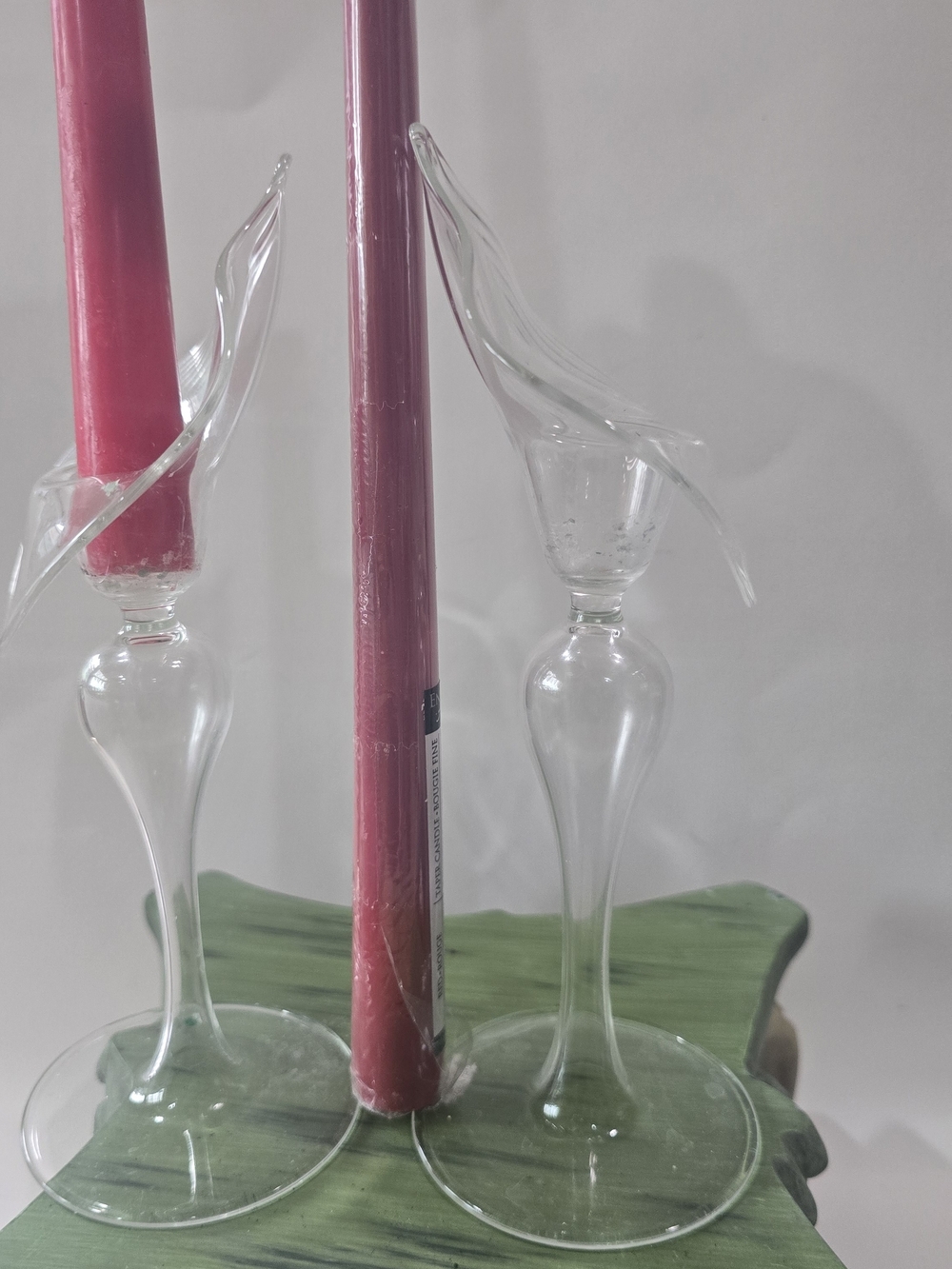 Elegant Pink Glass Candlestick Holders - Home Accents